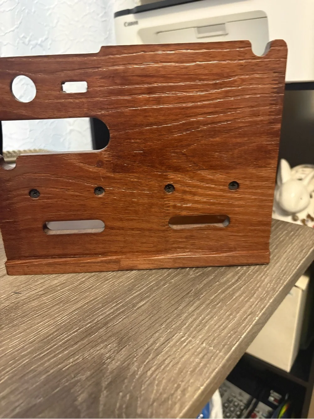 Wooden organizer and valet station.